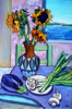 ALYN FENN ~ Sunflowers, Mushrooms & Aubergine - oil on canvas - €690