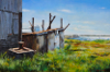 ANGIE SHANAHAN ~ Boatyard Shack - acrylic on canvas - 51 x 76 cm - €1900
