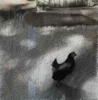 DIANA KINGSTON ~ Hen in Yard - charcoal & pastel on paper - 46 x 46 cm -  €450