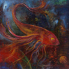 NONA PETTERSEN ~ Devil Fish - oil on gesso panel - 30 x 30 cm