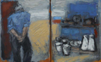 CHRISTINE THERY -Two Jugs and a Singer - oil on canvas - diptych 25 x 40 cm - €520