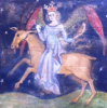 LYNDA MILLER - BAKER - Angel of the Hunt - egg tempera on wood - 27 x 27 cm - €375