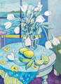 ALYN FENN ~ Tulips in Blue - oil on canvas - 55 x 40 cm - €300