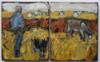CHRISTINE THERY - Donkey Feed -  diptych oil on canvas - 25 x 40 cm with frame 35 x 49 cm - €520 - SOLD
