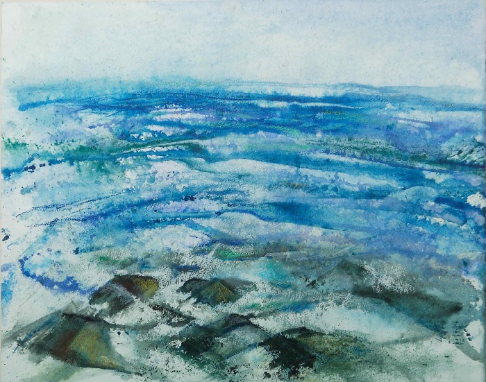 ALYN FENN - Sea and Rocks 1 - mixed media on paper - 40 x 50 cm - guide price - €100