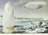 CAROL WHITE - Blimp hovers over Beach looking for Settlers - 28 x 33 cm - €250
