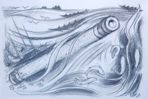 BRIAN LALOR - The Rainstick - conte & japanese ink - 43 x 60 cm - €500