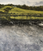 JANET MURRAN -Across the clear grey icy water - charcoal & acrylic on wood panel - 30 x 26 cm - €595