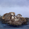 BIRGITTA SAFLUND ~ Otters - Oil on Board - 30 x 30 cm - SOLD