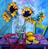 ALYN FENN ~ Sunflowers, Lemons & Plums - oil on canvas - €390