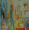 KYM LEAHY ~ Walk through the Rain - watercolour - 18 x 18 cm - €200