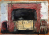 CHRISTINE THERY ~ A Chair by the Fire - oil on canvas - 28 x 35 cm - €480
