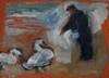 CHRISTINE THERY ~ Return of the Swans - oil on canvas on board - 13 x 18 cm - €275