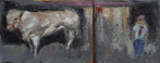 CHRISTINE THERY - The Red Tie- oil on canvas - diptych 25 x 61 cm - €1100