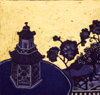 JEAN BARDON - Blue Pavillion - etching with gold leaf - €385