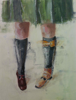 LESLEY COX - New School - oil on canvas paper - 46 x 35 cm - €300