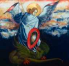 LYNDA MILLER - BAKER - St.Michael and the Dragon - egg tempera on wood - 64.5 x 67 cm - €1800