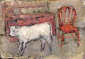 CHRISTINE THERY - Story of a calf - oil on canvas - 25 x 35 cm - €430