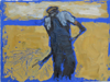 CHRISTINE THERY - Yellow Day...HayFork - oil on canvas board - 15 x 20  cm - framed 23 x 28 cm - €350