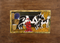 LYNDA MILLER-BAKER - Milking Shed at Night - egg tempera on walnut panel - 25 x 34.5 cm - €650