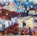 CATHERINE WELD - Yellow Goat House - oil on paper - 35 x 36 cm - €450