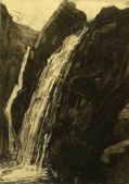 PETER COKER - Waterfall, Tyne Head - etching & aquatint 7/10 - €150 - SOLD