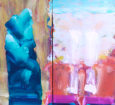 COÍLÍN MURRAY -  Island and Flying Icarus  - oil & wax on canvas - diptych 92 x 92 cm - €4500