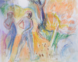 NIGEL JAMES - Conversation - watercolour & crayon on paper - €330