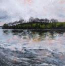 JANET MURRAN - A salt sun setting - charcoal & acrylic on panel - 20 x 20 cm - €395