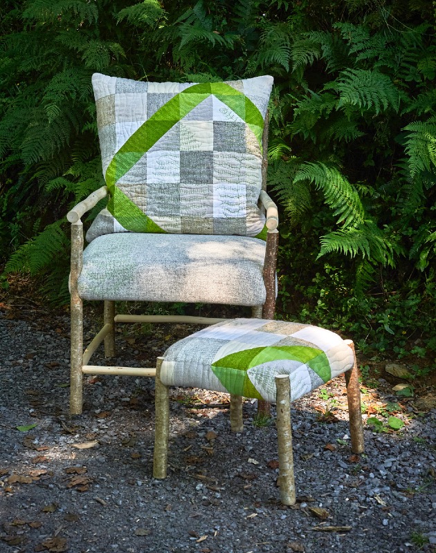 ALISON OSPINA - Hazel Armchair 'Fern'  & Footstool - €900 & €400 - textiles by Mary Palmer - SOLD