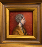 MARY CARTER - The Blue Ribboned Bonnet - oil on board - 7 x 7 cm -€275 - SOLD
